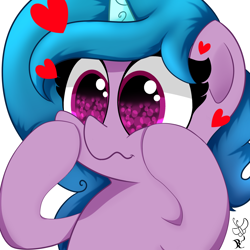 Size: 2000x2000 | Tagged: safe, artist:daftramms, izzy moonbow, pony, unicorn, g5, cute, heart, high res, solo