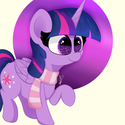 Size: 2000x2000 | Tagged: safe, artist:daftramms, twilight sparkle, alicorn, pony, g4, clothes, cute, high res, scarf, solo, striped scarf, twilight sparkle (alicorn)