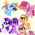 Size: 2000x2000 | Tagged: safe, artist:daftramms, applejack, fluttershy, pinkie pie, rainbow dash, rarity, twilight sparkle, earth pony, pegasus, pony, unicorn, g4, g5, applejack (g5 concept leak), colored wings, cute, earth pony twilight, eyes closed, featured image, fluttershy (g5 concept leak), flying, g5 concept leaks, group, high res, mane six, mane six (g5 concept leak), multicolored wings, open mouth, open smile, pegasus pinkie pie, pinkie pie (g5 concept leak), race swap, rainbow dash (g5 concept leak), rarity (g5 concept leak), sextet, simple background, smiling, spread wings, twilight sparkle (g5 concept leak), unicorn fluttershy, wings, yellow background