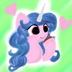 Size: 1024x1024 | Tagged: safe, artist:tiga mega, izzy moonbow, pony, unicorn, g5, bust, female, heart, horn, mare, smiling, solo