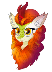 Size: 1490x2048 | Tagged: safe, artist:saphypone, autumn blaze, kirin, g4, :p, bust, ear fluff, female, mare, portrait, signature, smiling, solo, tongue out
