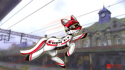 Size: 1024x579 | Tagged: safe, artist:fancxyfox, object pony, original species, pony, train pony, hsinchu, hsinchu railway station, puyuma express, solo, taiwan, train, train station