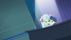 Size: 3410x1920 | Tagged: safe, screencap, bon bon, lyra heartstrings, sweetie drops, equestria girls, g4, my little pony equestria girls: rainbow rocks, duo, duo female, female, high res, looking at each other, moments before disaster, musical instrument, piano, smiling, smiling at each other, under our spell