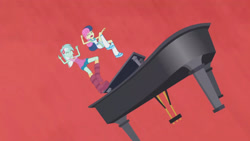 Size: 3410x1920 | Tagged: safe, screencap, bon bon, lyra heartstrings, sweetie drops, equestria girls, g4, my little pony equestria girls: rainbow rocks, boots, duo, duo female, eyes closed, female, high res, musical instrument, open mouth, piano, shoes, under our spell