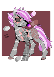 Size: 1240x1754 | Tagged: safe, artist:scarfyace, oc, oc:hired gun, oc:silver storm, earth pony, pony, fallout equestria, fallout equestria: heroes, amputee, fanfic art, female, mare, prosthetic leg, prosthetic limb, prosthetics, scar