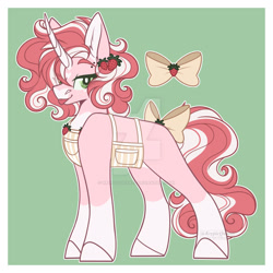 Size: 1600x1600 | Tagged: safe, artist:krypticquartz, oc, pony, unicorn, apron, clothes, deviantart watermark, female, mare, obtrusive watermark, passepartout, solo, tongue out, watermark