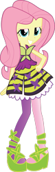 Size: 433x1345 | Tagged: safe, artist:hoodie-stalker, fluttershy, human, equestria girls, g4, my little pony equestria girls: rainbow rocks, clothes, dress, female, grin, hand on hip, platform shoes, simple background, smiling, solo, transparent background