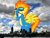 Size: 800x600 | Tagged: safe, artist:issyrael, artist:thegiantponyfan, spitfire, pegasus, pony, g4, clothes, england, female, giant pegasus, giant pony, giant/macro spitfire, giantess, goggles, highrise ponies, irl, london, macro, mare, mega giant, photo, ponies in real life, smiling, spread wings, uniform, united kingdom, wings, wonderbolts uniform