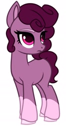 Size: 1075x2029 | Tagged: safe, artist:dancingkinfiend, derpibooru exclusive, oc, oc only, oc:jade storm, earth pony, pony, base used, coat markings, curly hair, curly mane, female, image macro, lidded eyes, mare, purple fur, purple mane, short hair, short mane, short tail, simple background, socks (coat markings), solo, tail, white background