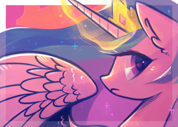 Size: 2134x1524 | Tagged: safe, artist:meekcheep, princess celestia, alicorn, pony, g4, female, jewelry, magic, profile, regalia, solo