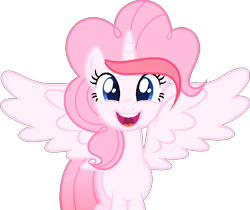 Size: 835x700 | Tagged: safe, artist:angellight-bases, artist:tanahgrogot, oc, oc:strawberries, alicorn, pony, alicorn oc, base used, female, happy, horn, indonesia, mare, medibang paint, not pinkie pie, open mouth, simple background, solo, transparent background, wings