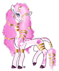 Size: 1944x2336 | Tagged: safe, artist:-censored-, giraffe, female, flower, flower in hair, long hair, long neck, pink hair, simple background, solo, transparent background