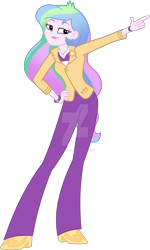 Size: 1920x3203 | Tagged: safe, artist:famousmari5, princess celestia, principal celestia, human, do it for the ponygram!, equestria girls, g4, my little pony equestria girls: better together, bracelet, brooch, cutie mark accessory, cutie mark brooch, female, hand on hip, high res, jewelry, obtrusive watermark, pointing, simple background, smiling, solo, transparent background, vector, watermark