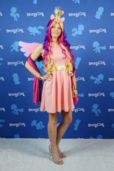 Size: 2200x3301 | Tagged: safe, princess cadance, human, bronycon, bronycon 2019, g4, clothes, cosplay, costume, crown, dress, hand on hip, high heels, high res, irl, irl human, jewelry, open-toed shoes, photo, pony ears, regalia, shoes, solo, wings