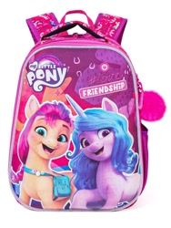 Size: 900x1200 | Tagged: safe, izzy moonbow, sunny starscout, earth pony, pony, unicorn, g5, official, backpack, merchandise