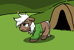 Size: 831x569 | Tagged: safe, artist:neuro, oc, oc only, earth pony, pony, burnt, female, filly, foal, runescape, singed, solo