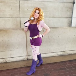 Size: 1080x1080 | Tagged: safe, artist:briannacherrycosplay, adagio dazzle, human, bronycon, bronycon 2019, equestria girls, g4, boots, clothes, cosplay, costume, disguise, disguised siren, hand on hip, high heel boots, irl, irl human, photo, shoes, solo