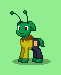 Size: 61x75 | Tagged: safe, artist:dematrix, alien, pony, pony town, adudu, antennae, boboiboy, clothes, green background, male, pixel art, ponified, simple background, solo, stallion