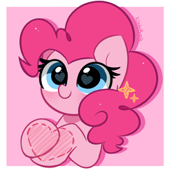 Size: 3872x3902 | Tagged: safe, artist:kittyrosie, pinkie pie, earth pony, pony, g4, abstract background, cute, diapinkes, heart eyes, high res, pink, simple background, solo, wingding eyes