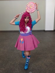 Size: 2448x3264 | Tagged: safe, artist:sarahndipity cosplay, pinkie pie, human, bronycon, bronycon 2015, equestria girls, g4, clothes, cosplay, costume, cutie mark on clothes, high res, irl, irl human, photo, solo