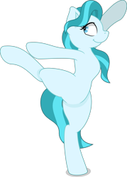 Size: 3191x4466 | Tagged: safe, artist:joey darkmeat, artist:starcollider, lighthoof, earth pony, pony, g4, .svg available, balancing, bipedal, featureless crotch, female, full body, high res, mare, simple background, smiling, solo, standing, standing on one leg, stretching, svg, transparent background, vector