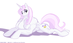 Size: 4372x2614 | Tagged: safe, artist:pandatarius, fleur-de-lis, pony, unicorn, g4, concave belly, female, fleur-de-lifts, mare, muscles, muscular female, overdeveloped muscles, simple background, solo, white background