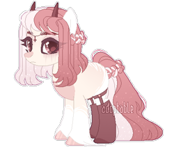 Size: 447x378 | Tagged: safe, artist:lissfoxz, oc, oc only, pony, clothes, eyelashes, female, horns, mare, simple background, socks, solo, transparent background