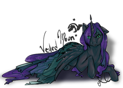 Size: 557x399 | Tagged: safe, artist:krysalisk, oc, oc only, changeling, changeling queen, changeling queen oc, lying down, prone, signature, simple background, solo, transparent background