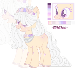 Size: 452x437 | Tagged: safe, artist:dillice, oc, oc only, earth pony, pony, base used, earth pony oc, eyelashes, female, floral head wreath, flower, grin, mare, smiling, zoom layer