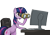 Size: 1200x850 | Tagged: safe, artist:anearbyanimal, artist:jessijinx, edit, twilight sparkle, pony, unicorn, g4, belly button, binoculars, bipedal, bipedal leaning, chair, computer, computer mouse, duckery in the comments, eyes on the prize, female, hoof hold, keyboard, leaning, mare, meme, monitor, open mouth, open smile, ponified meme, pubic mound, reaction image, simple background, smiling, solo, transparent background, unicorn twilight, wingless, wingless edit