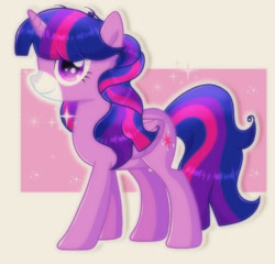 Size: 1024x981 | Tagged: safe, artist:doraeartdreams-aspy, twilight sparkle, alicorn, pony, g1, g4, colored muzzle, g1 to g4, generation leap, side view, solo, sparkles, takara pony, twilight sparkle (alicorn), wings