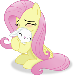 Size: 4029x4128 | Tagged: safe, artist:anime-equestria, angel bunny, fluttershy, pegasus, pony, rabbit, g4, ^^, absurd resolution, angelbetes, animal, blushing, cute, duo, duo male and female, eyes closed, female, folded wings, hug, male, mare, shadow, shyabetes, simple background, sitting, tail, transparent background, vector, wholesome, wings