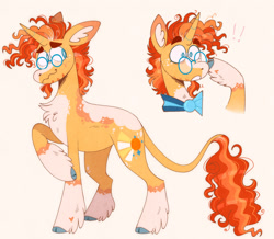 Size: 1280x1117 | Tagged: safe, artist:wanderingpegasus, sunburst, classical unicorn, pony, unicorn, g4, alternate hairstyle, blaze (coat marking), blue eyes, blushing, body markings, chest fluff, cloak, clothes, cloven hooves, coat markings, colored hooves, colored pinnae, cute, embarrassed, exclamation point, facial hair, facial markings, glasses, goatee, heart mark, horn, leonine tail, male, markings, missing accessory, pale belly, raised hoof, redesign, rubbing leg, simple background, snip (coat marking), socks (coat markings), solo, stallion, standing, sunbetes, sunburst's cloak, sunburst's glasses, tail, unshorn fetlocks, white background