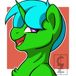 Size: 800x800 | Tagged: safe, artist:cleoziep, oc, oc:green byte, pony, unicorn, commission, male, simple background, solo, stallion, ych result