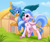 Size: 3000x2500 | Tagged: safe, alternate version, artist:kittytitikitty, gallus, silverstream, griffon, hippogriff, g4, 2022, cute, diastreamies, digital art, equestria, female, gallabetes, grass, high res, jewelry, looking at each other, looking at someone, male, necklace, ponyville, ship:gallstream, shipping, spread wings, straight, talons, walking, wings