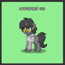 Size: 815x814 | Tagged: safe, oc, oc only, unnamed oc, pony, unicorn, pony town, clothes, full body, glasses, green background, horn, pixel art, shadow, simple background, smiling, solo, standing, tail, unicorn oc