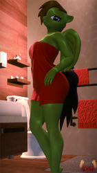 Size: 4320x7680 | Tagged: safe, artist:loveslove, oc, oc:delta hooves, pegasus, anthro, 3d, bathroom, bedroom eyes, breasts, commission, female, looking at you, naked towel, rule 63, solo, source filmmaker, toilet, towel, ych result