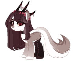 Size: 543x436 | Tagged: safe, artist:lissfoxz, oc, oc only, pony, base used, choker, eyelashes, female, horns, mare, simple background, solo, transparent background