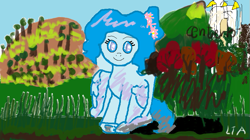 Size: 819x460 | Tagged: safe, oc, pegasus, pony, 1000 hours in ms paint, canterlot castle, female, flower, flower in hair, grass, mare, pegasus oc, solo
