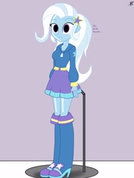 Size: 1536x2048 | Tagged: safe, artist:diegosagiro, trixie, human, equestria girls, g4, boots, clothes, doll, dollified, female, high heel boots, inanimate tf, multiple variants, shoes, solo, spanish, transformation