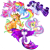 Size: 1280x1280 | Tagged: safe, artist:itsvoids, applejack, fluttershy, pinkie pie, rainbow dash, rarity, twilight sparkle, alicorn, earth pony, pegasus, pony, unicorn, g4, alternate design, bat wings, bow, colored hooves, cowboy hat, ear piercing, earring, female, glowing, glowing eyes, hat, jewelry, mane six, mare, piercing, rainbow power, simple background, spread wings, tail, tail bow, transparent background, twilight sparkle (alicorn), wings