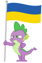 Size: 1280x1926 | Tagged: safe, artist:memnoch, artist:shieldwingarmorofgod, spike, dragon, g4, current events, flag, simple background, solo, transparent background, ukraine, vector