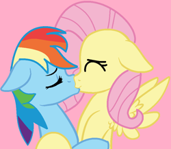 Size: 780x676 | Tagged: safe, artist:jadeharmony, fluttershy, rainbow dash, pegasus, pony, g4, base used, duo, eyes closed, female, floppy ears, kiss on the lips, kissing, lesbian, mare, pink background, ship:flutterdash, shipping, simple background