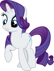 Size: 3000x3928 | Tagged: safe, artist:cloudy glow, rarity, pony, unicorn, g4, spike at your service, .ai available, female, full body, gritted teeth, high res, hooves, horn, looking down, mare, raised hoof, simple background, solo, standing, tail, teeth, transparent background, vector