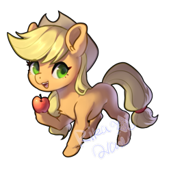 Size: 2048x2048 | Tagged: safe, artist:rikadiane, applejack, earth pony, pony, g4, apple, cowboy hat, cute, food, hat, high res, hoof hold, jackabetes, missing cutie mark, simple background, solo, transparent background
