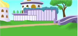 Size: 2267x1074 | Tagged: safe, alternate version, artist:malte279, background, bridge, canterlot, free to use, no pony, path, scenery, tree