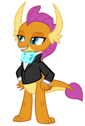 Size: 1280x1880 | Tagged: safe, artist:disneymarvel96, artist:sketchmcreations, edit, vector edit, smolder, dragon, g4, bowtie, clothes, dragoness, female, glowing, lightup, neon, simple background, solo, suit, transparent background, tuxedo, tuxedo smolder, vector