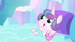 Size: 1280x720 | Tagged: safe, screencap, princess flurry heart, alicorn, pony, g4, season 6, the crystalling, baby, baby pony, cooing, cute, female, flurrybetes, foal, happy, reaching, solo, weapons-grade cute