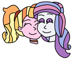 Size: 1000x860 | Tagged: safe, artist:jadeharmony, luster dawn, potion nova, human, equestria girls, g4, bust, duo, equestria girls-ified, eyes closed, eyeshadow, female, lesbian, lusternova, makeup, shipping, simple background, transparent background