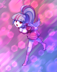 Size: 957x1203 | Tagged: safe, artist:rileyav, sonata dusk, human, equestria girls, g4, abstract background, arm behind back, big breasts, breasts, busty sonata dusk, choker, cleavage, cute, downblouse, eye clipping through hair, eyebrows, eyebrows visible through hair, female, leaning forward, looking at you, looking up, looking up at you, open mouth, open smile, ponytail, smiling, smiling at you, solo, sonatabetes